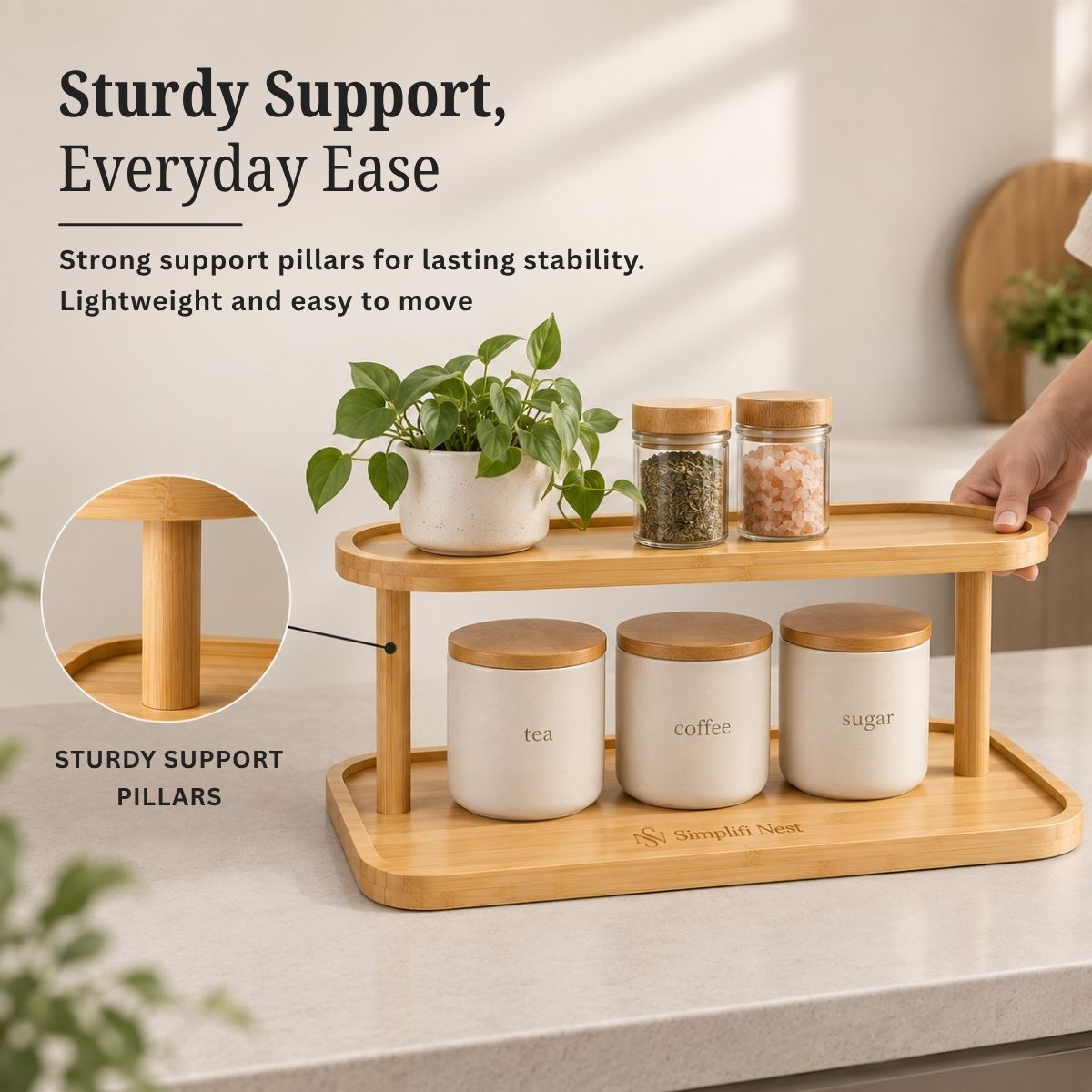 Bamboo Oval 2-Tier Kitchen Counter Organizer Rack
