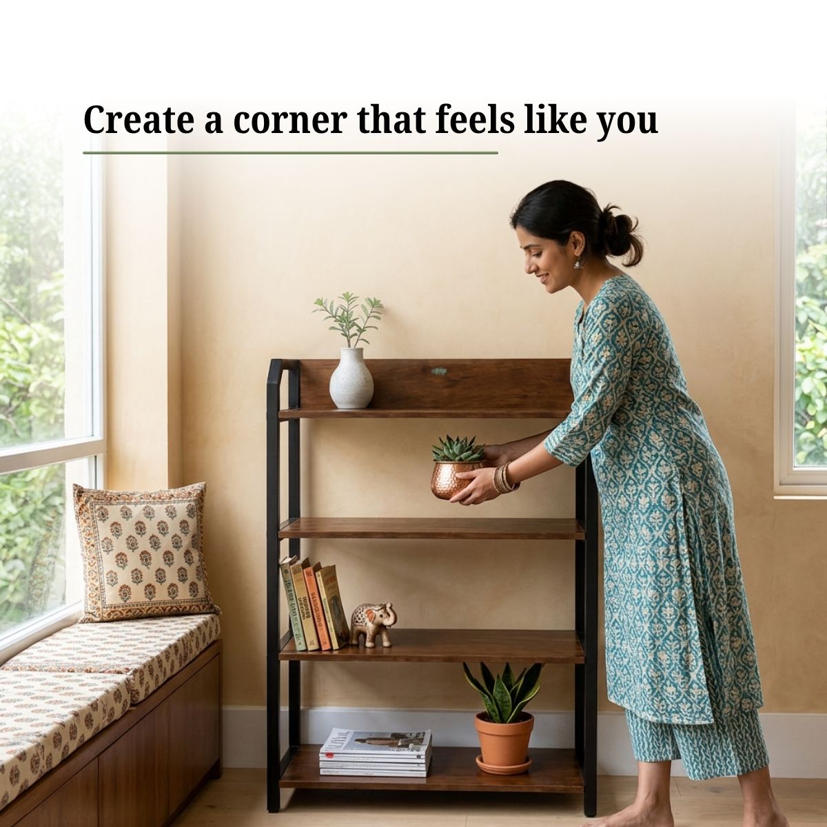 4-Tier Wood & Metal Storage Rack
