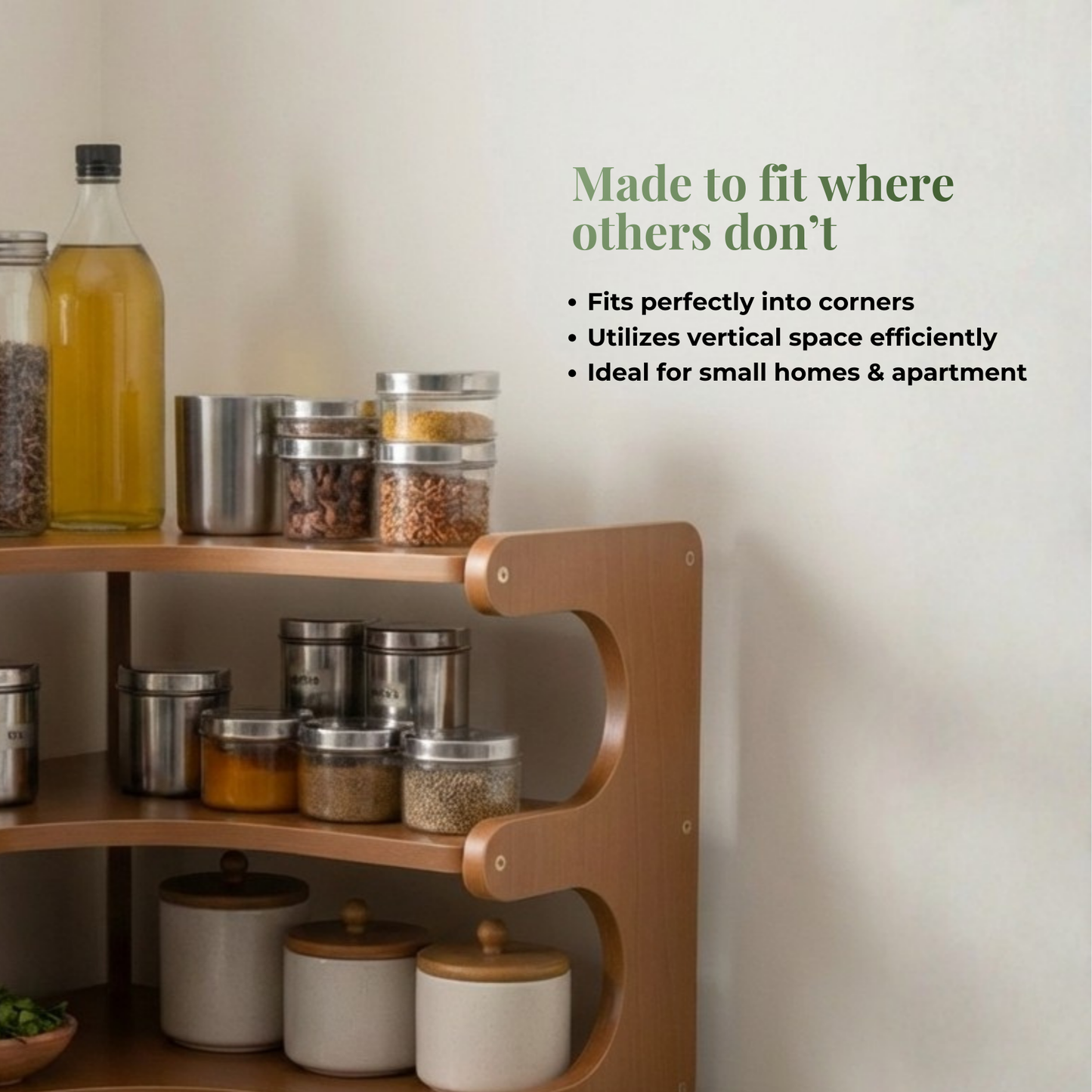 Premium Natural Bamboo Texture Close-Up – SimplifiNest Corner Kitchen Rack