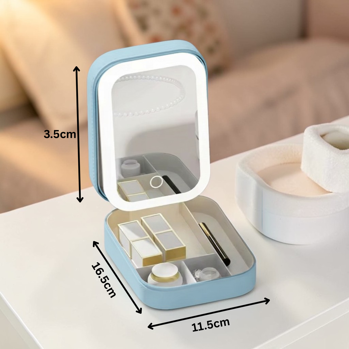 LED Makeup Storage Box with Mirror