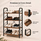 4-Tier Shoe Rack with Open Shelves | Wood & Metal Storage Organizer