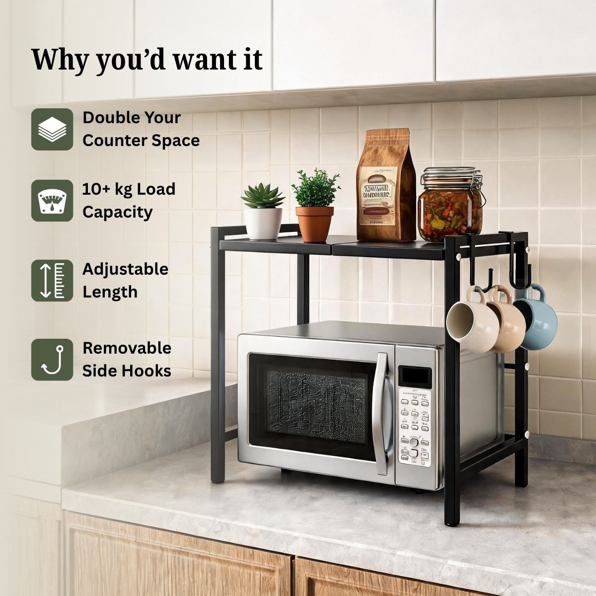 Expandable Carbon Steel Microwave & OTG Stand