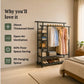 Premium Heavy Duty Double Clothing Rack with Storage Sections