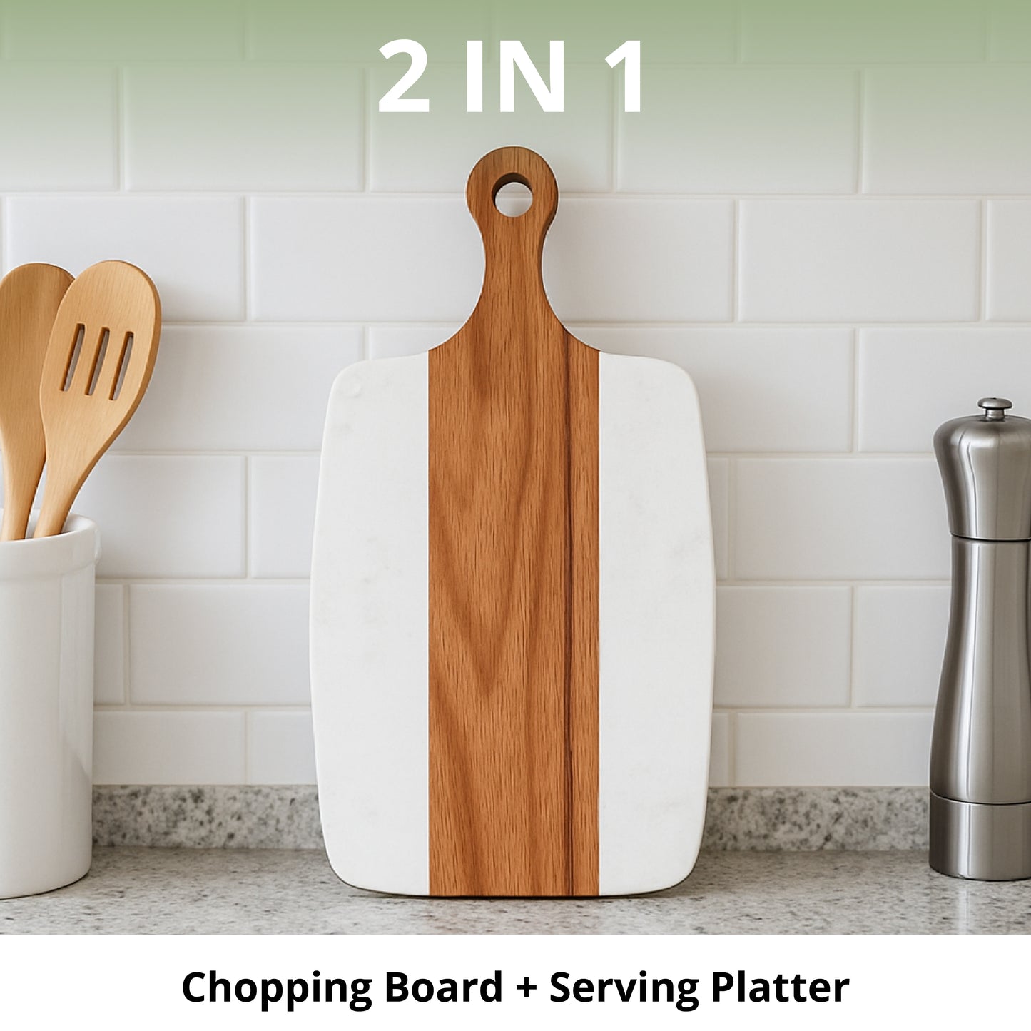 White Marble & Acacia Wood Chopping & Serving Board - SimplifiNest