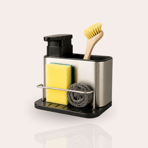 Dish Soap Dispenser with Sponge Holder & Tray