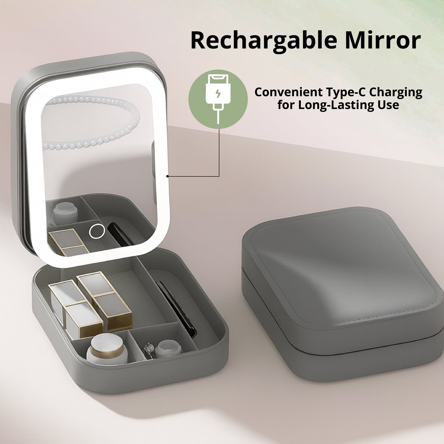 LED Makeup Storage Box with Mirror - SimplifiNest