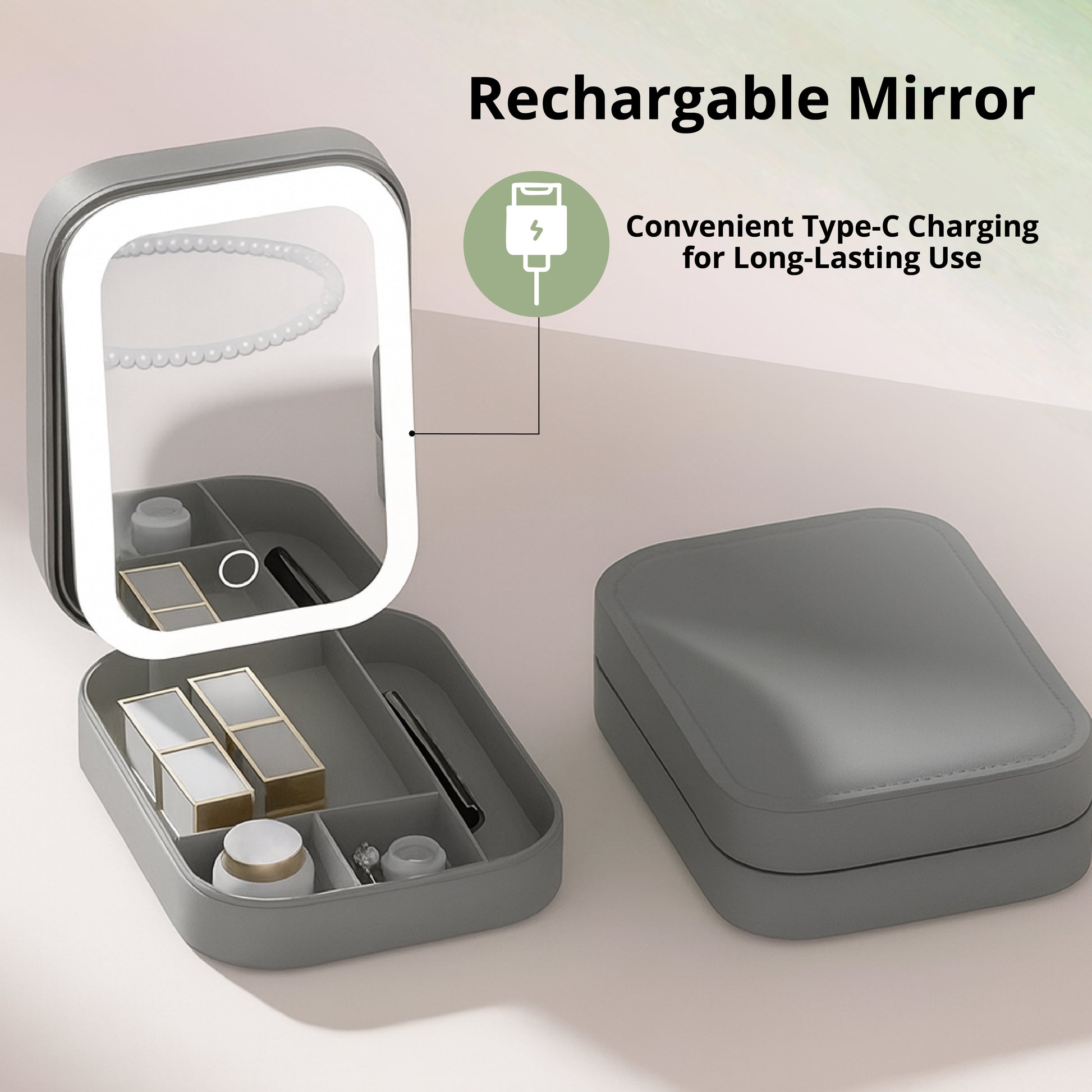 LED Makeup Storage Box with Mirror - SimplifiNest
