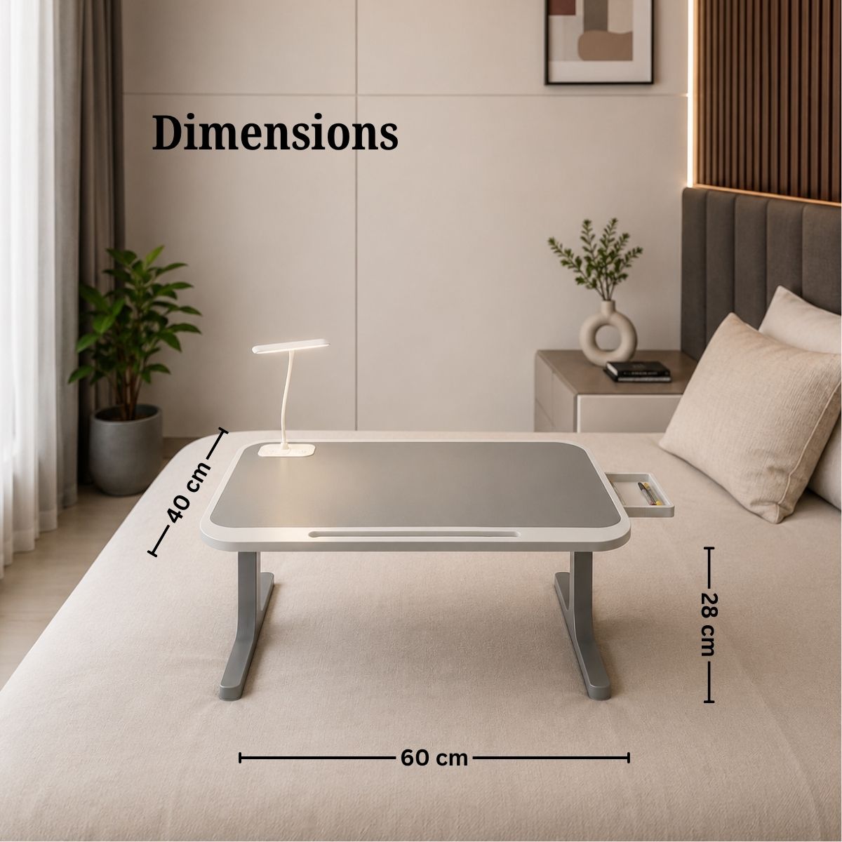 Portable Laptop Bed Station with LED Lamp & Charging
