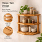 Bamboo 3-Tier Corner Rack (L-Shape) | Countertop Spice & Masala Dabba Organizer