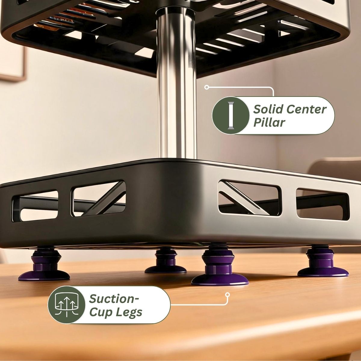 2-Tier Rectangular 360° Rotating Kitchen Rack | Stainless Steel | Spices, Jars & Masala Organizer