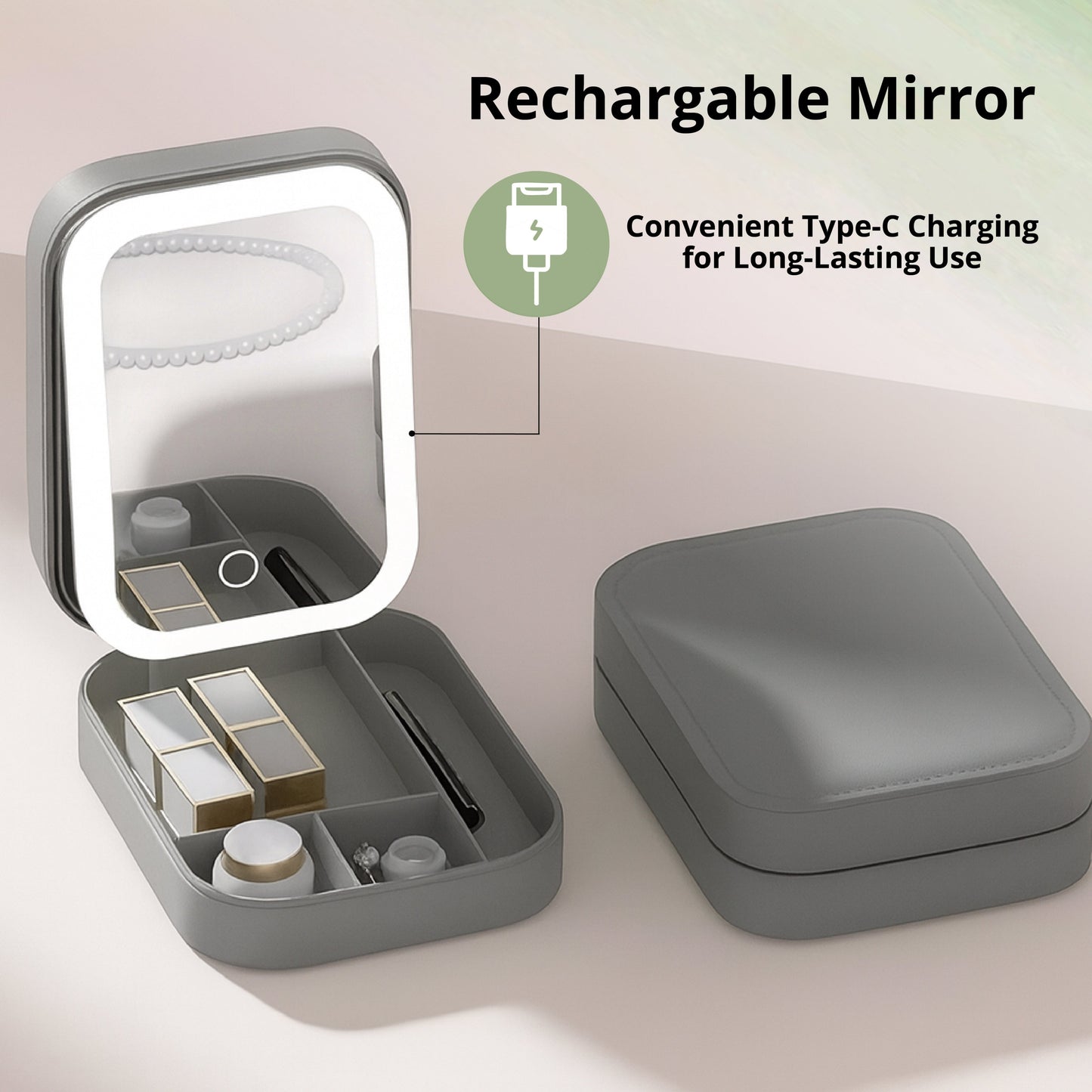 LED Makeup Storage Box with Mirror - SimplifiNest
