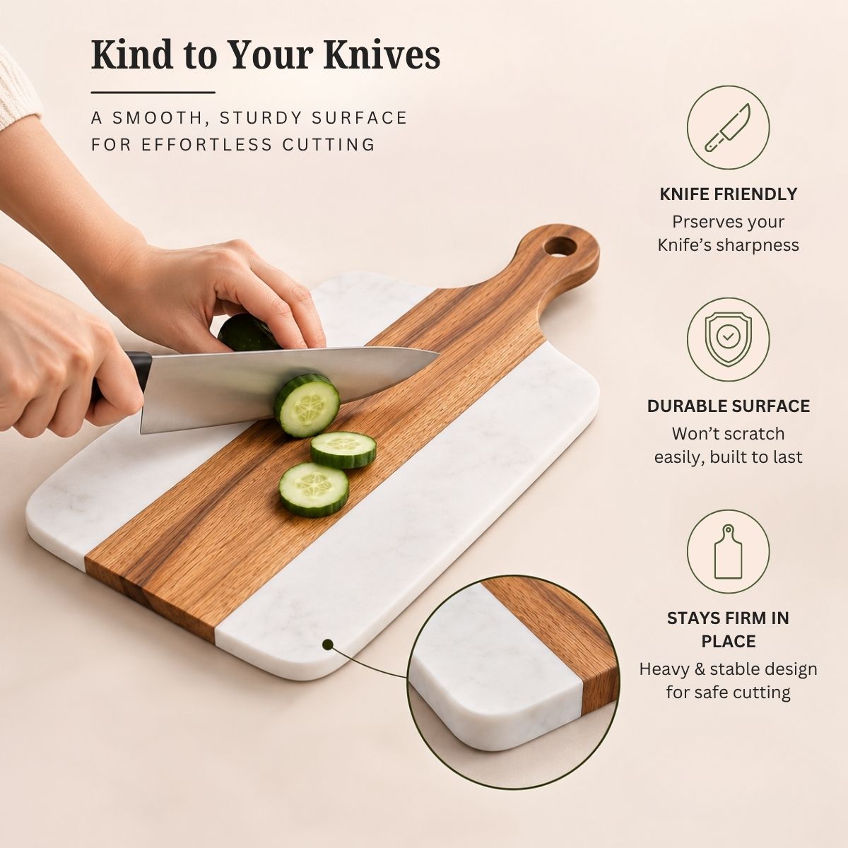 White Marble & Acacia Wood Chopping & Serving Board
