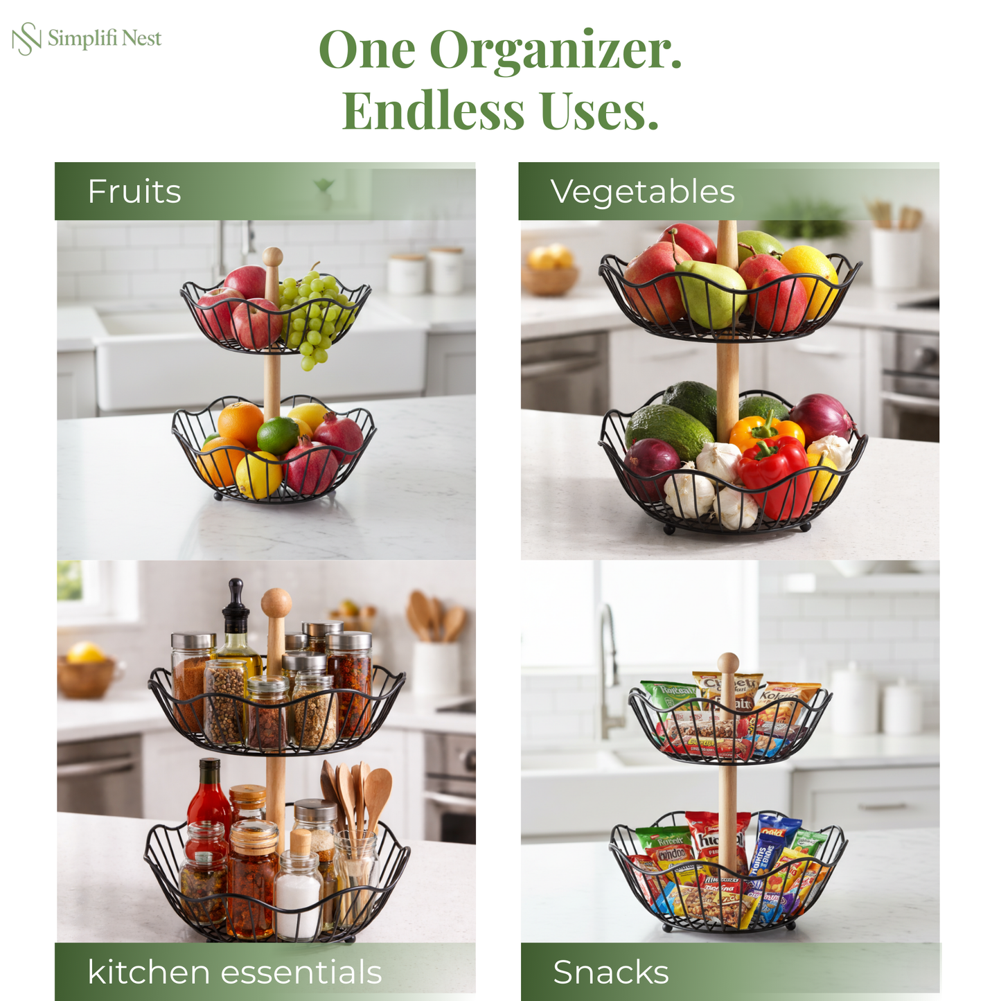 Circular Dual Tier Fruit & Vegetable Basket