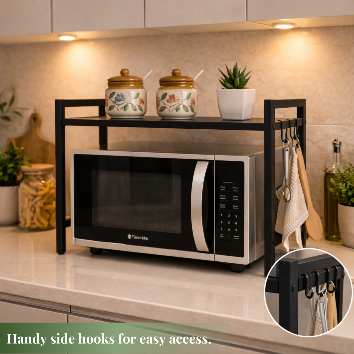 SimplifiNest Metal Kitchen Microwave Stand Features – Hooks OTG Rack India Kitchen Storage