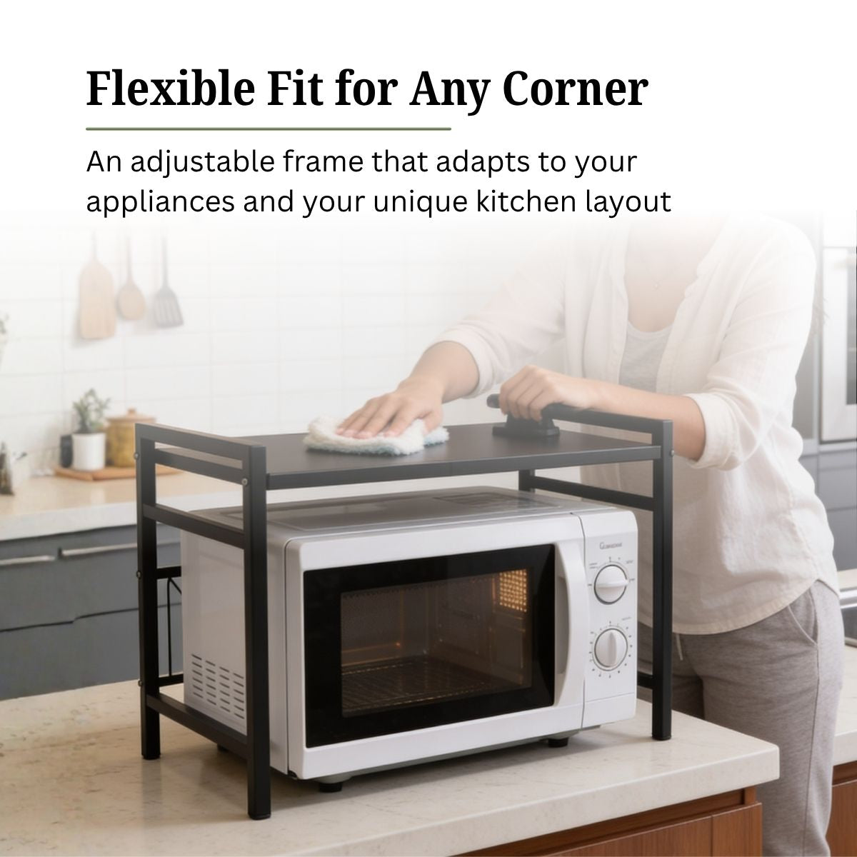 Expandable Carbon Steel Microwave & OTG Stand