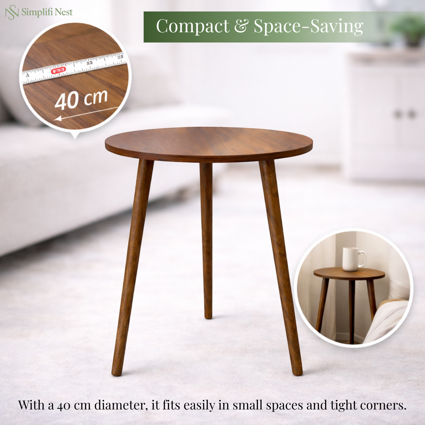 Modern Round Tripod Side Table