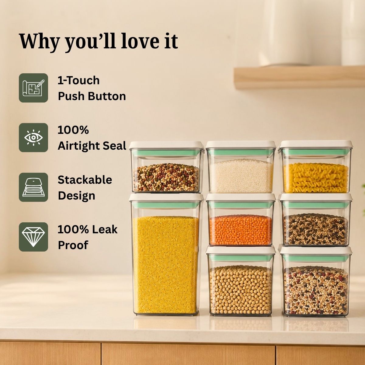 Pop Containers Set of 6 | Instant Vacuum | Airtight & BPA-Free Storage Containers