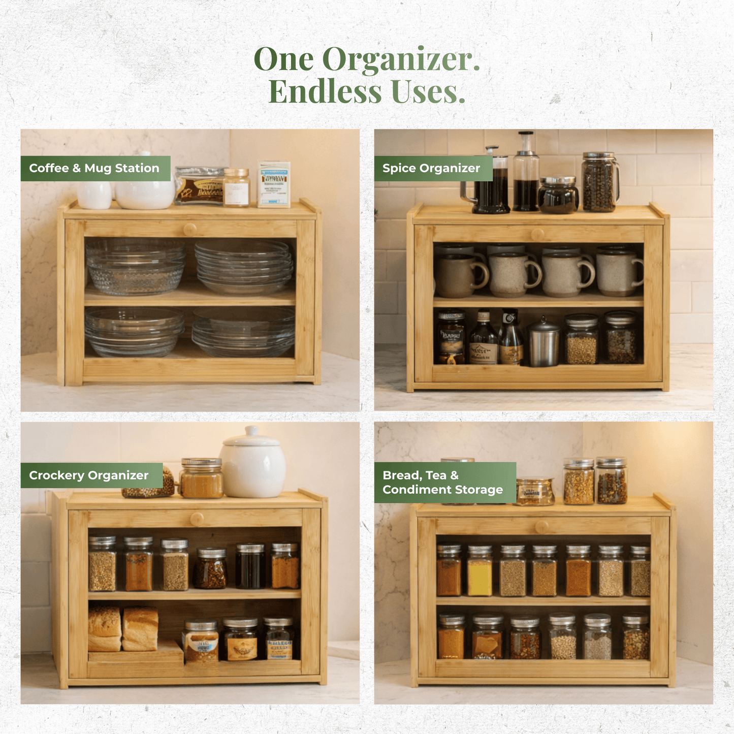 Bamboo Countertop Kitchen Cabinet with Fiber Glass-Style Finish