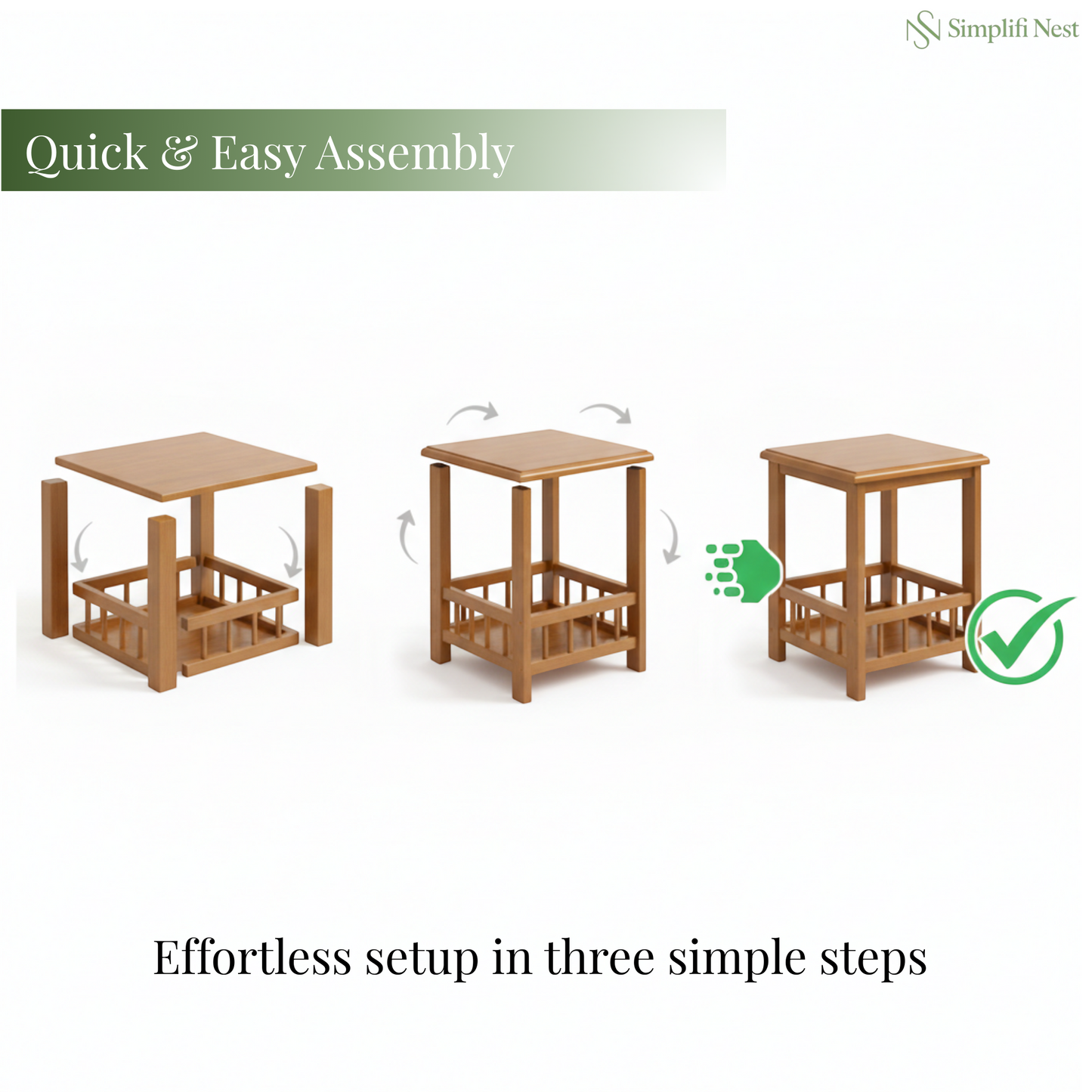 Premium Bamboo Side Table With Storage Base