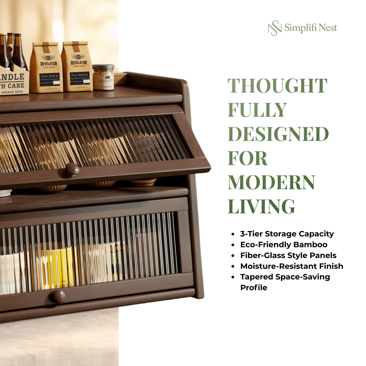 SimplifiNest Cabinet Interior – 2 Enclosed Shelves Plus Open Top – Spice Jar Kitchen Storage India