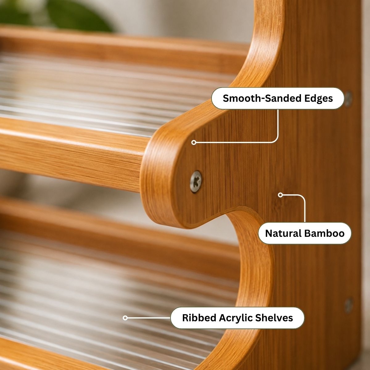 Bamboo Countertop Organiser Rack with Fibre Panels | Kitchen, Bathroom & Desk