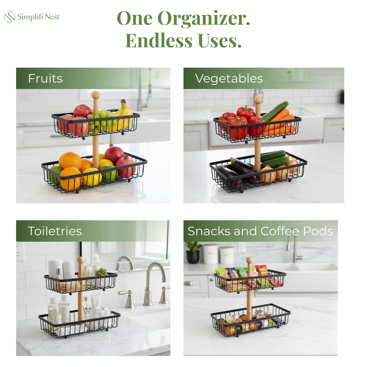 Rectangular Dual Tier Fruit & Vegetable Basket