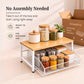 Premium Pine Wood Countertop Storage Organizer with Sliding Basket