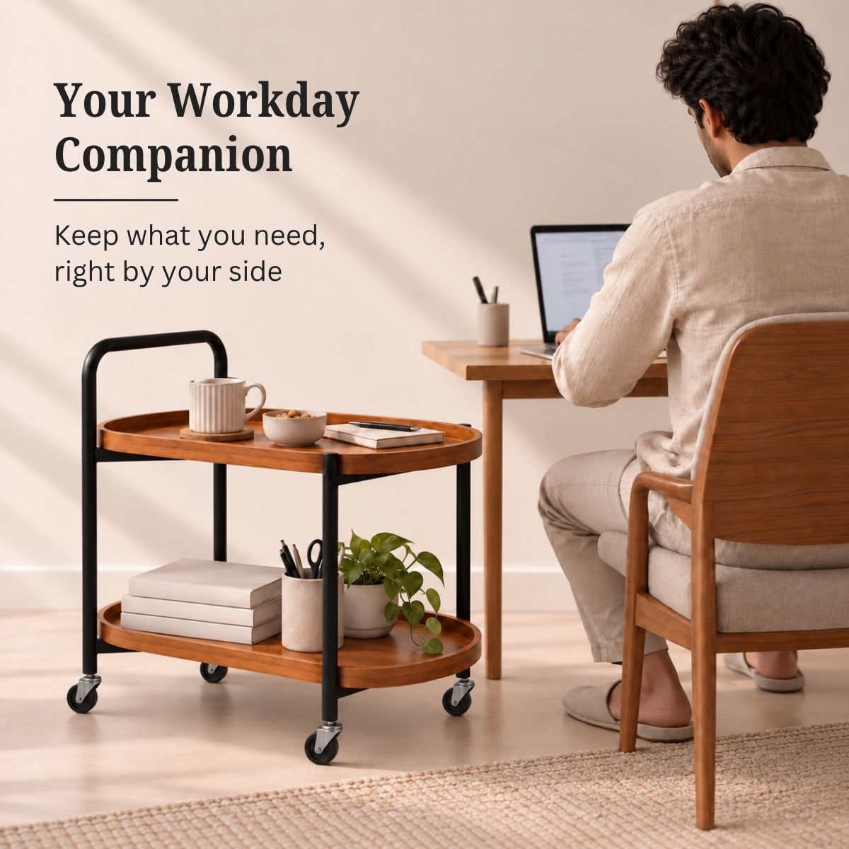 Classic 2-Tier Wood Serving Trolley