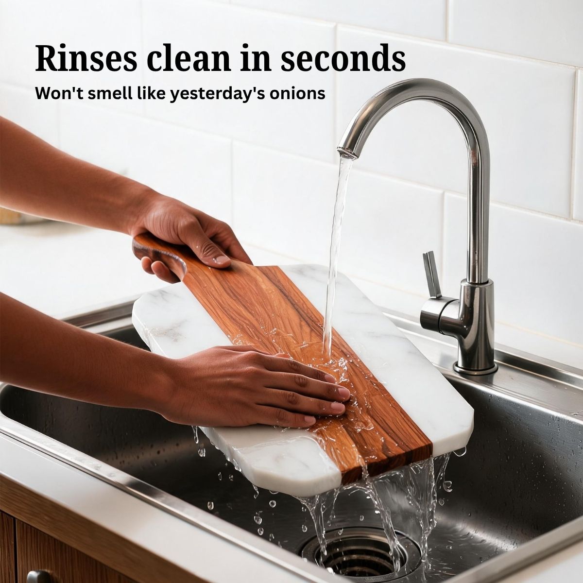 White Marble & Acacia Wood Chopping & Serving Board