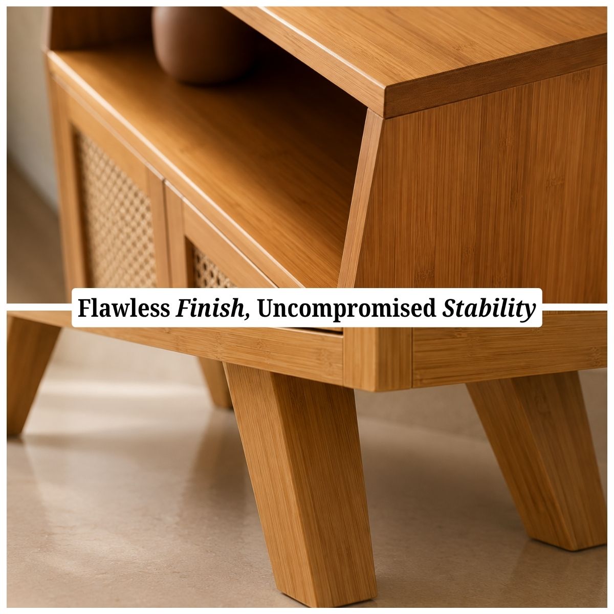 Premium Bamboo Coffee Station & Storage Cabinet