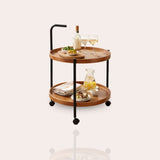 Premium 2-Tier Round Mobile Serving Trolley