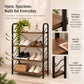 4-Tier Shoe Rack with Open Shelves | Wood & Metal Storage Organizer
