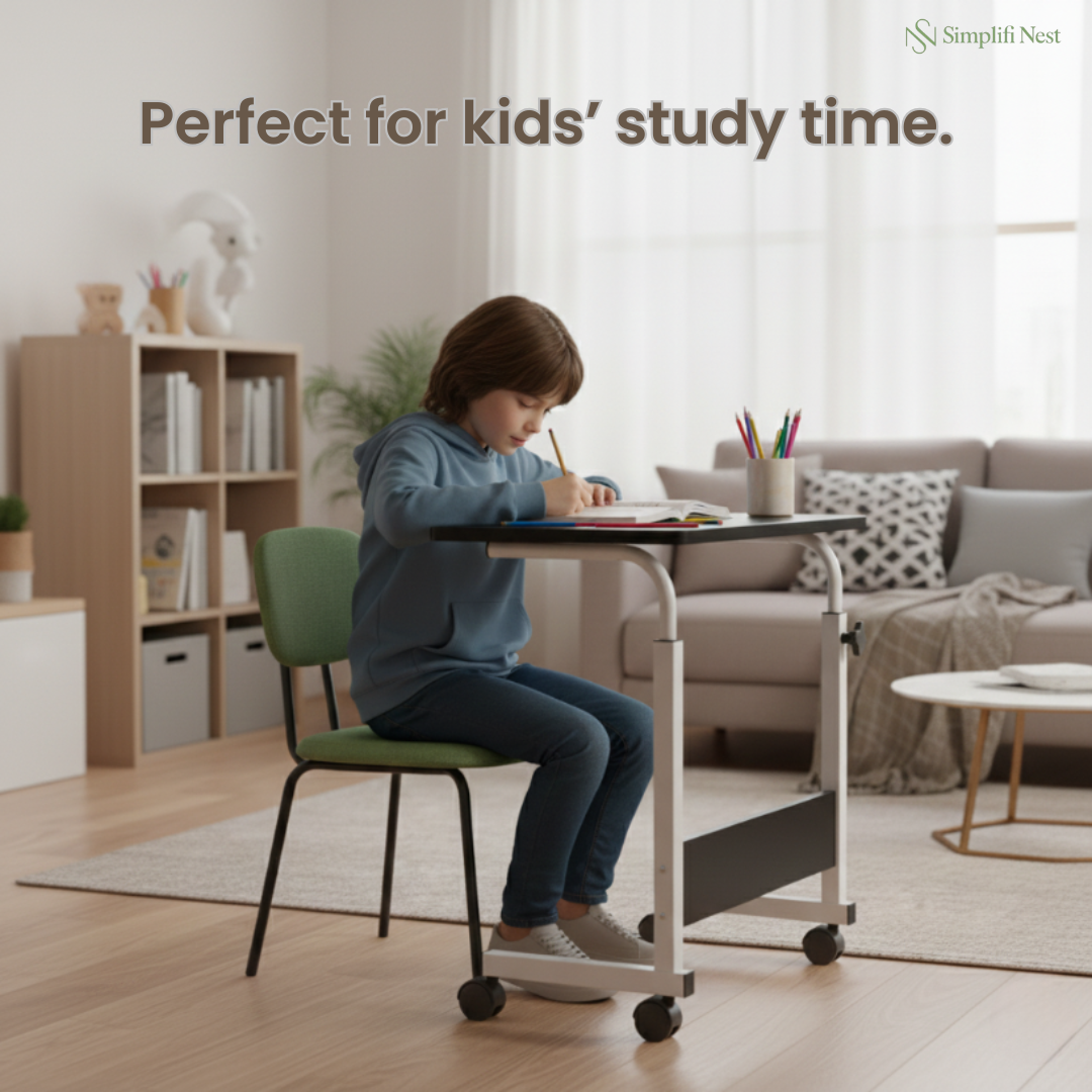 Height-Adjustable Portable Laptop Table with Wheels