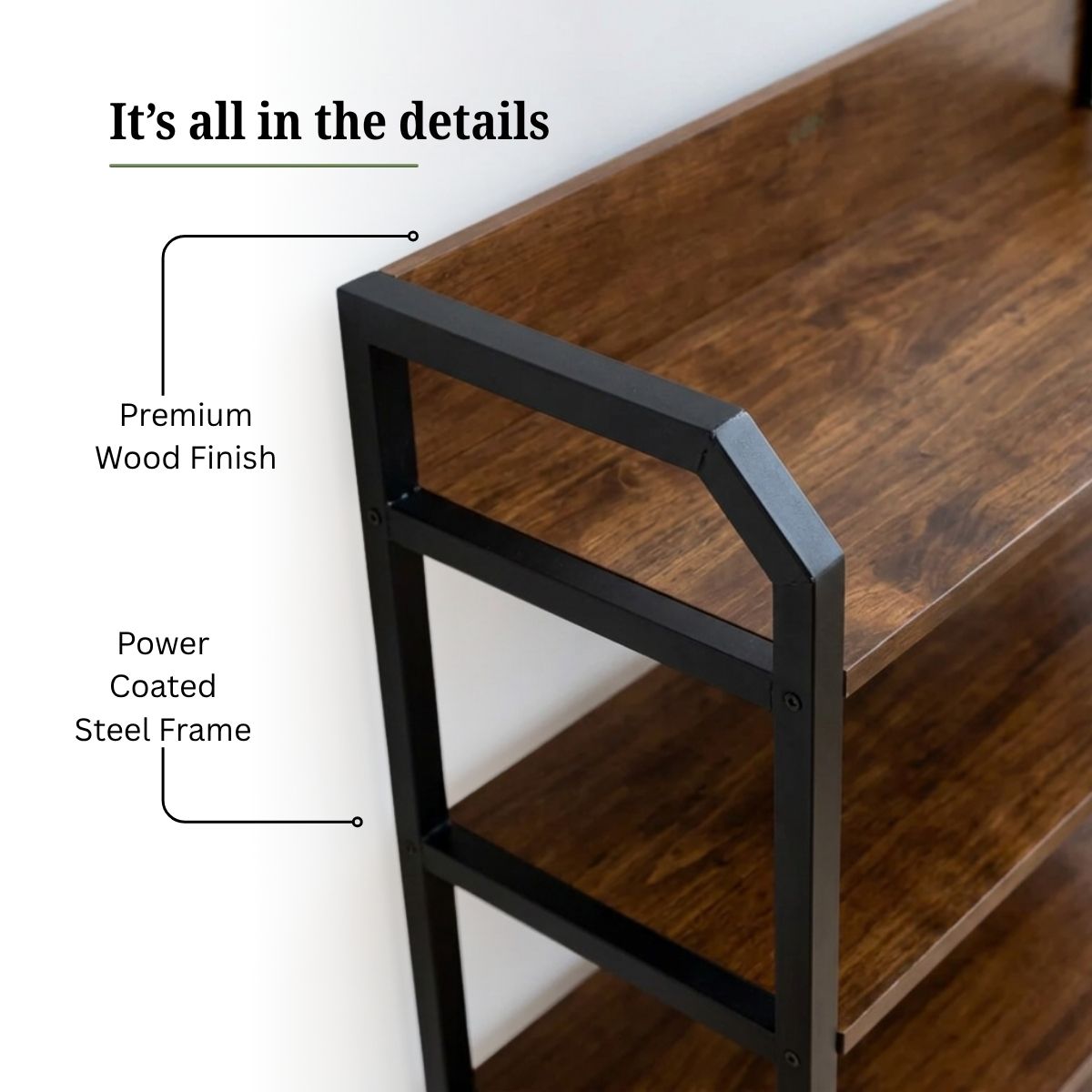 4-Tier Wood & Metal Storage Rack
