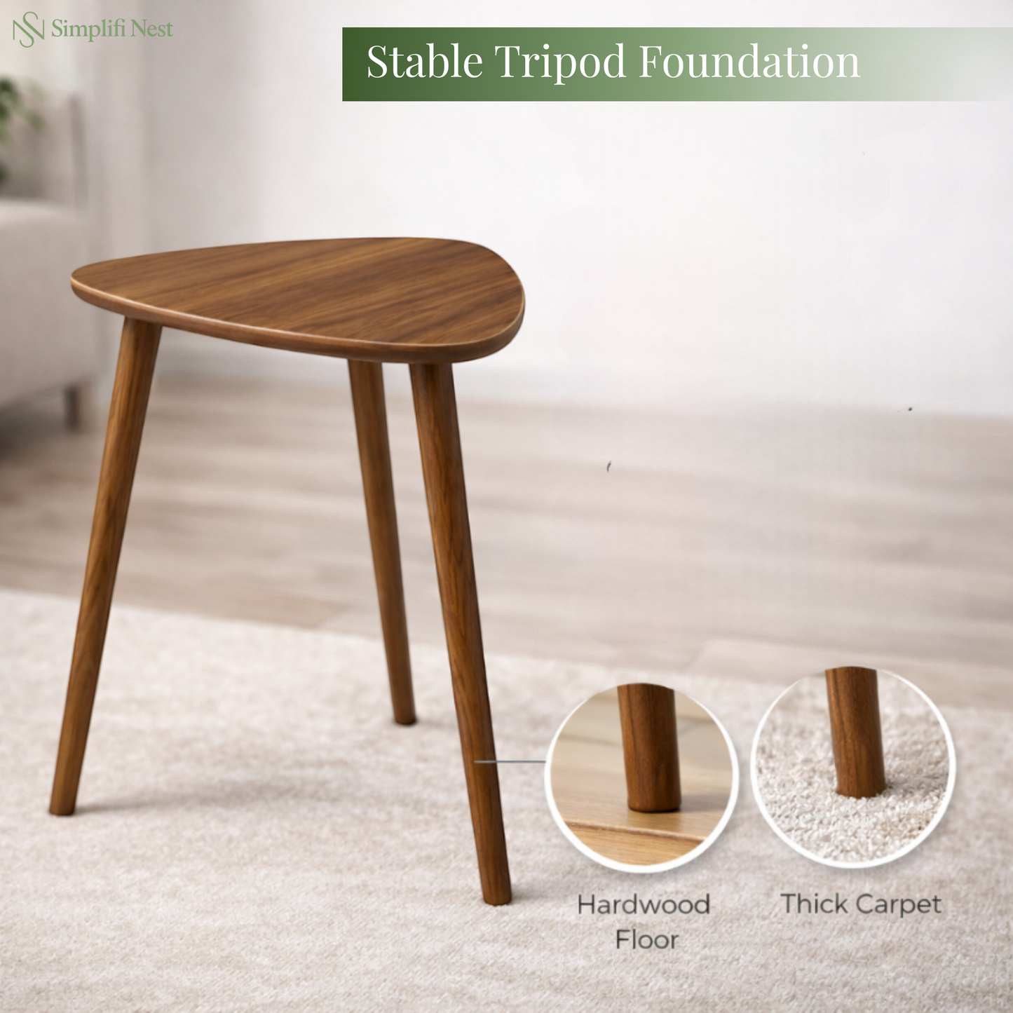 Modern Triangle Tripod Side Table