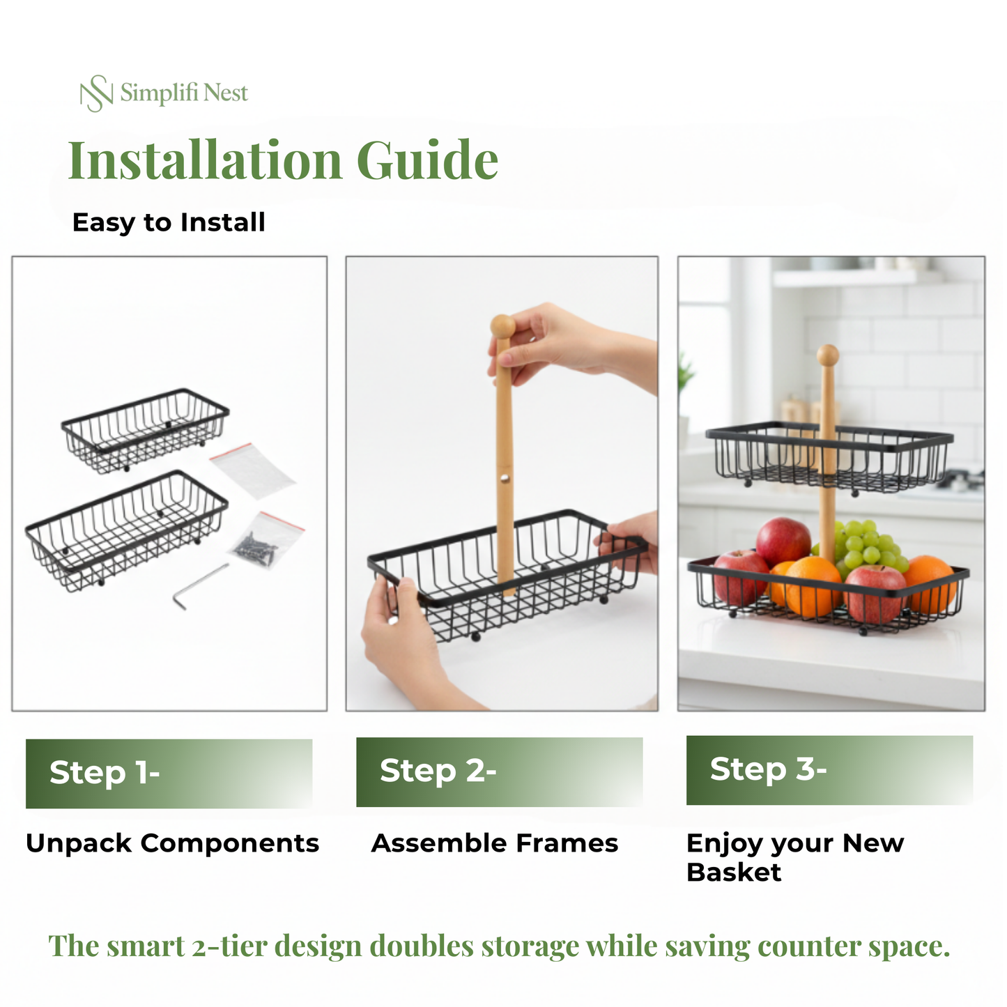Rectangular Dual Tier Fruit & Vegetable Basket