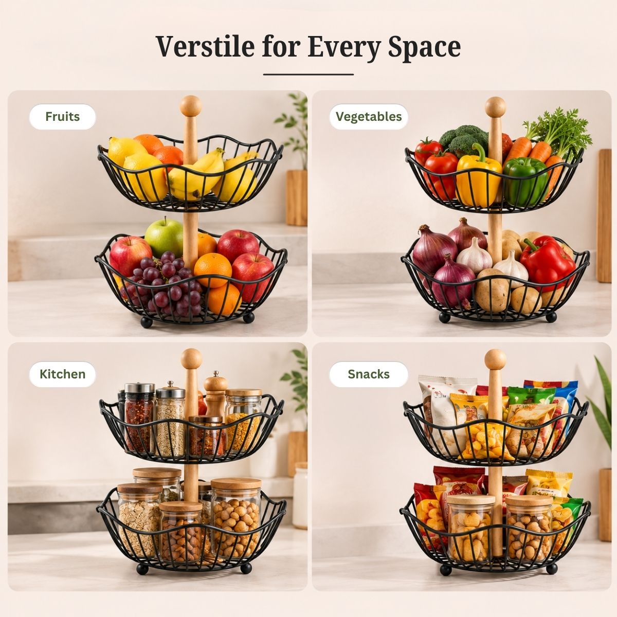 Circular Dual Tier Fruit & Vegetable Basket