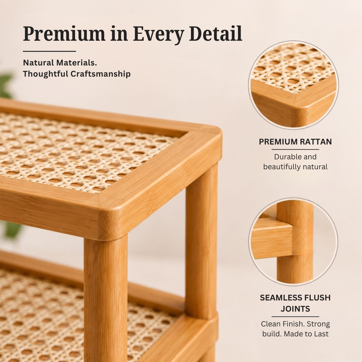TriShelf Premium Bamboo Countertop Organizer Rack