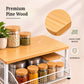 Premium Pine Wood Countertop Storage Organizer with Sliding Basket
