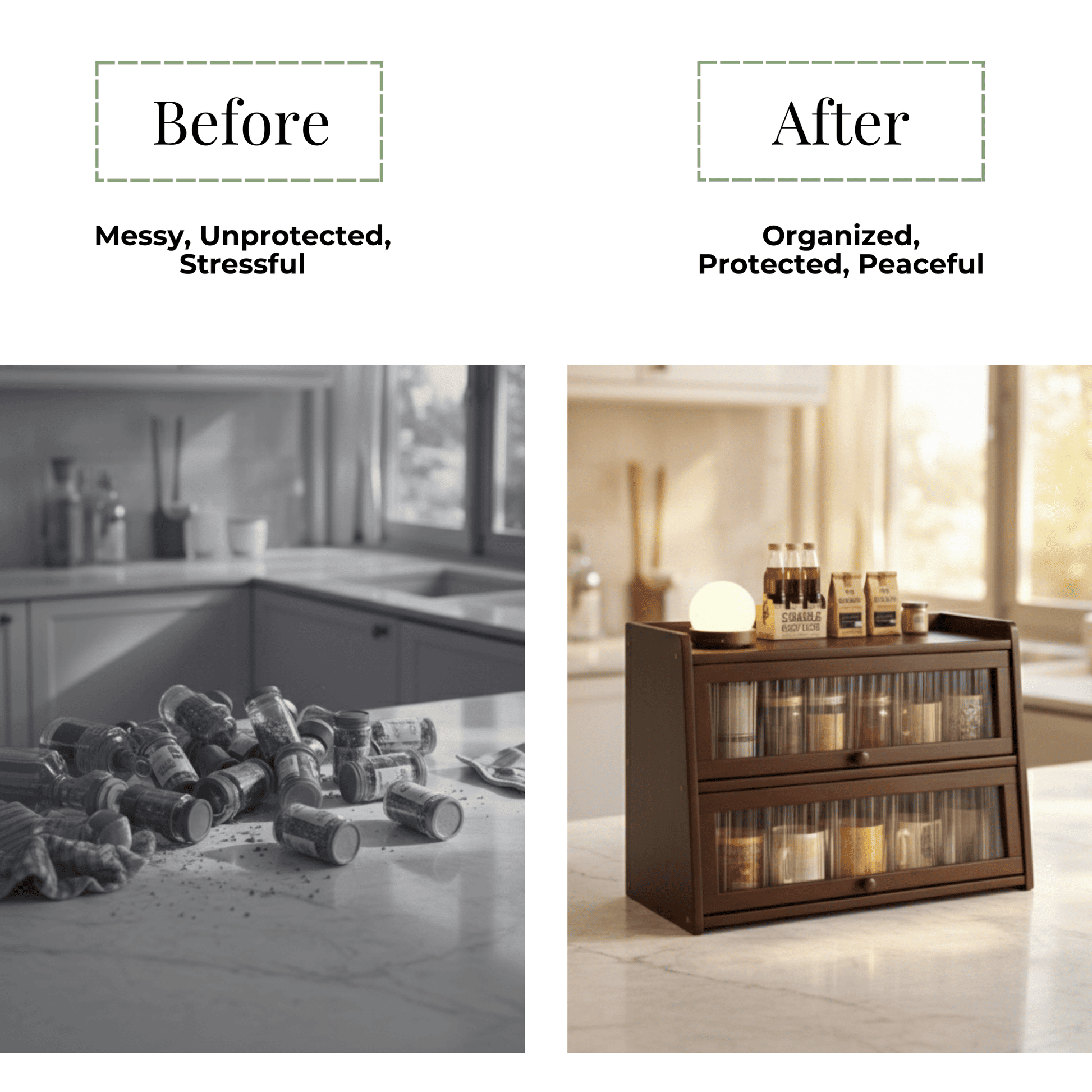 Fluted Fiber Door Texture Bamboo Build – Premium Countertop Cabinet – SimplifiNest India