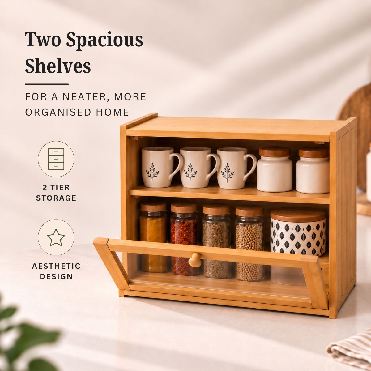 Bamboo Countertop Kitchen Cabinet with Fiber Glass-Style Finish