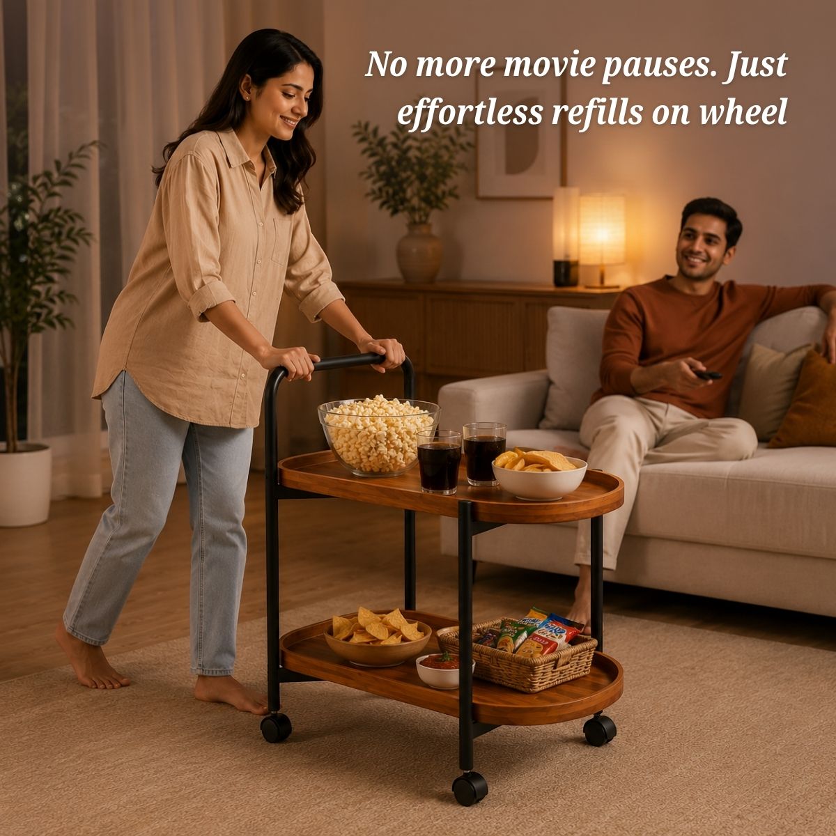 Classic 2-Tier Wood Serving Trolley