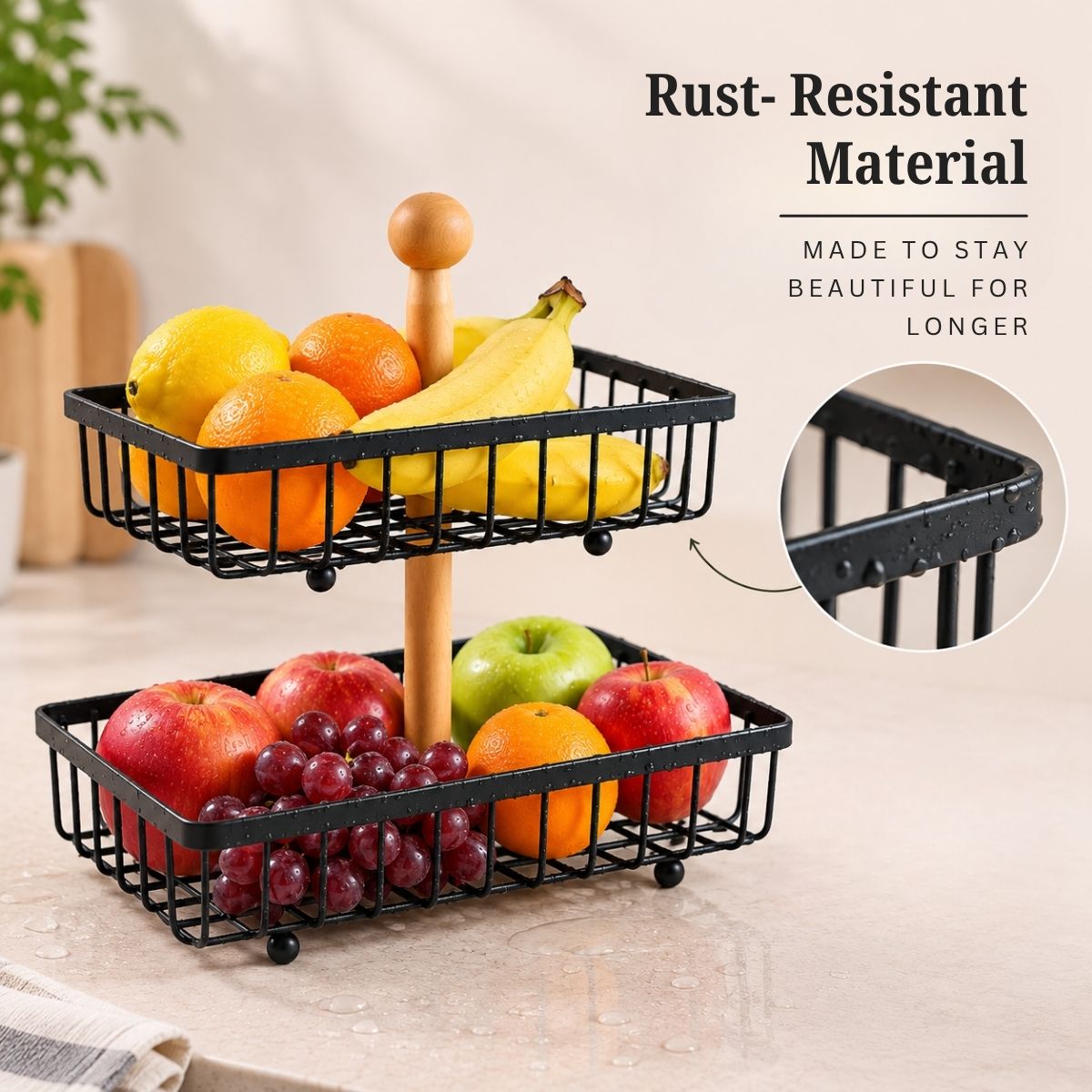 Rectangular Dual Tier Fruit & Vegetable Basket