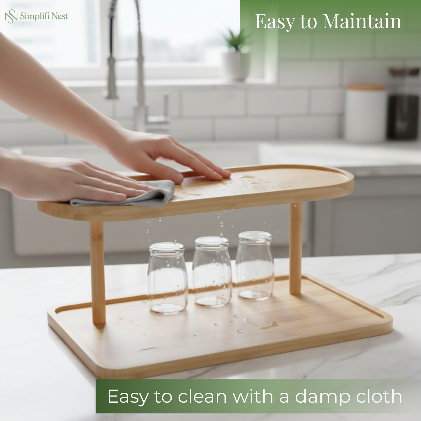 Bamboo Oval 2-Tier Kitchen Counter Organizer Rack