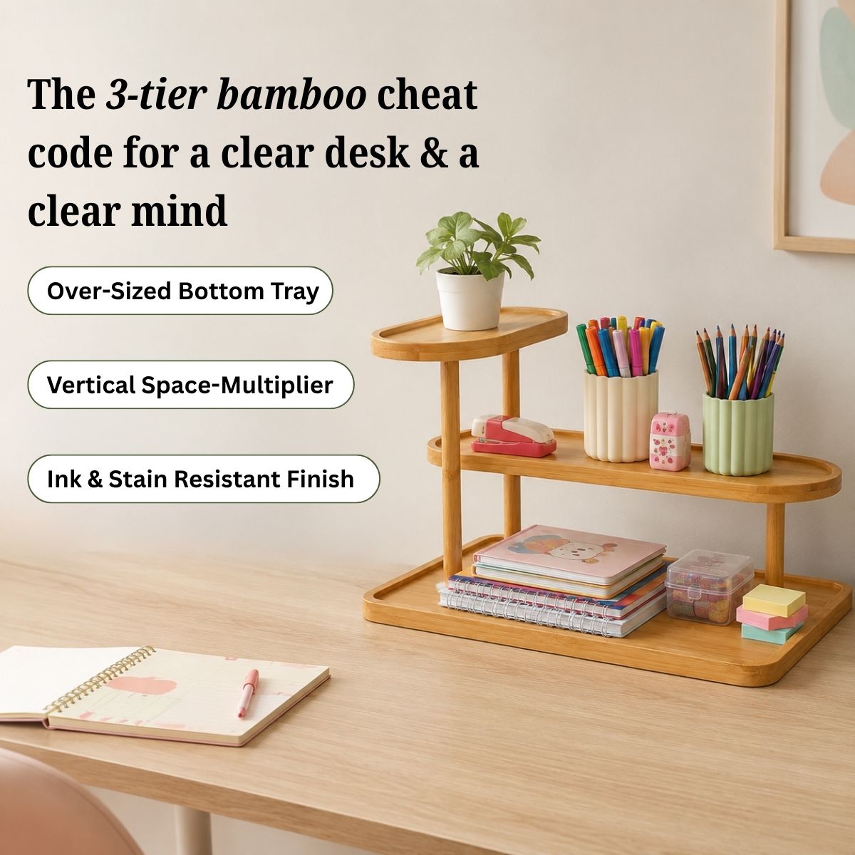 Bamboo Multi-Level Kitchen Organizer Rack
