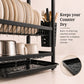 3-Tier Steel Dish Rack with Drip Tray - Black Matte | For Indian Kitchen Countertops