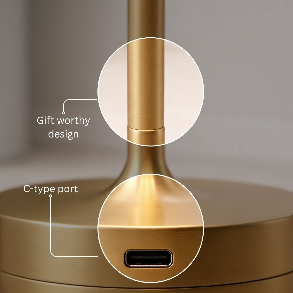 Rechargeable Cordless Metal Table Lamp | Touch Control | 3 Light Modes | Type-C | Heavy Base | 6–8 Hrs Battery