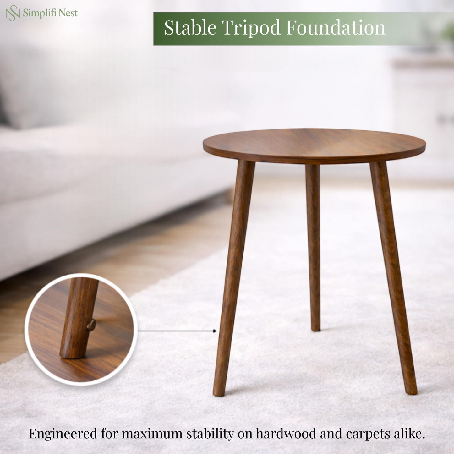 Modern Round Tripod Side Table