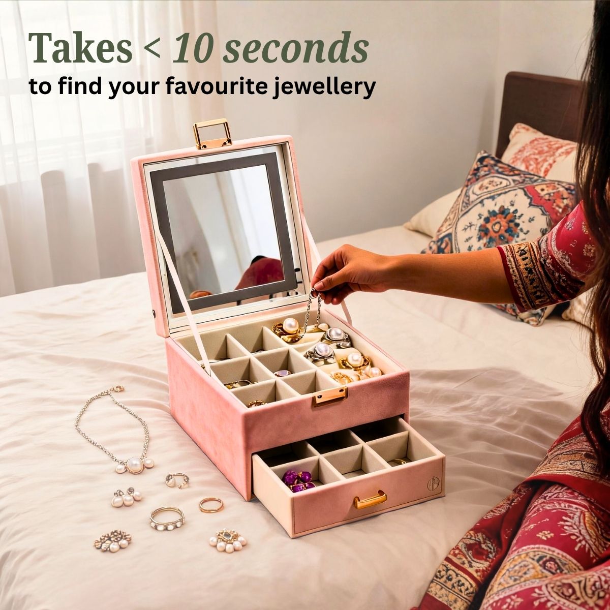 Large LED Jewelry & Makeup Organizer Box