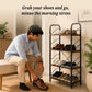 4-Tier Shoe Rack with Open Shelves | Wood & Metal Storage Organizer